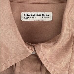 🎉CHRISTIAN DIOR VINTAGE Silky Pale light pink nylon Blouse size Small 🌸